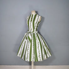 Load image into Gallery viewer, 50s CALIFORNIA COTTONS WHITE AND GREEN IVY LEAF PRINT COTTON DRESS - S