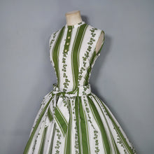 Load image into Gallery viewer, 50s CALIFORNIA COTTONS WHITE AND GREEN IVY LEAF PRINT COTTON DRESS - S