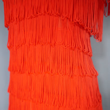 Load image into Gallery viewer, 70s 80s JOHN NEVILLE BOLD RED TASSLE FRINGE PARTY DRESS - M