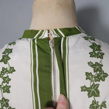Load image into Gallery viewer, 50s CALIFORNIA COTTONS WHITE AND GREEN IVY LEAF PRINT COTTON DRESS - S