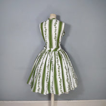 Load image into Gallery viewer, 50s CALIFORNIA COTTONS WHITE AND GREEN IVY LEAF PRINT COTTON DRESS - S