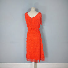 Load image into Gallery viewer, 70s 80s JOHN NEVILLE BOLD RED TASSLE FRINGE PARTY DRESS - M