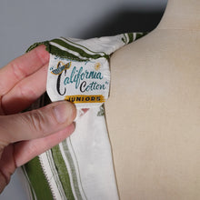 Load image into Gallery viewer, 50s CALIFORNIA COTTONS WHITE AND GREEN IVY LEAF PRINT COTTON DRESS - S