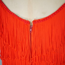Load image into Gallery viewer, 70s 80s JOHN NEVILLE BOLD RED TASSLE FRINGE PARTY DRESS - M