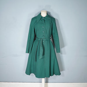 60s 70s "CRESTA" DEEP GREEN MACHINTOSH / BELTED TRENCH COAT - M