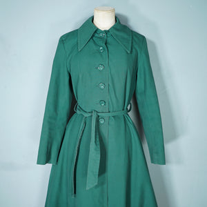 60s 70s "CRESTA" DEEP GREEN MACHINTOSH / BELTED TRENCH COAT - M