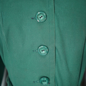 60s 70s "CRESTA" DEEP GREEN MACHINTOSH / BELTED TRENCH COAT - M