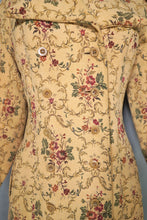 Load image into Gallery viewer, 60s 70s LONG SLIM FITTING FLORAL TAPESTRY BROCADE MAXI COAT - XS