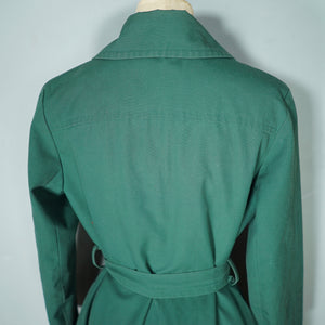 60s 70s "CRESTA" DEEP GREEN MACHINTOSH / BELTED TRENCH COAT - M