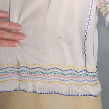 Load image into Gallery viewer, 50s HUNGARIAN HAND EMBROIDERED SILKY WHITE FOLK BLOUSE - S-M