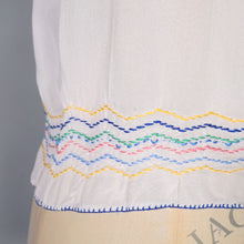 Load image into Gallery viewer, 50s HUNGARIAN HAND EMBROIDERED SILKY WHITE FOLK BLOUSE - S-M