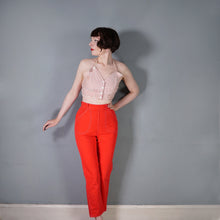 Load image into Gallery viewer, 50s 60s HIGH WAISTED BRIGHT BOLD RED CROPPED LEG DENIM JEANS - 26&quot;