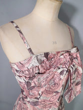 Load image into Gallery viewer, 50s 60s CHAFIL PINK DEWDROP ROSE PRINT PARTY DRESS AND BOLERO -