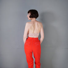 Load image into Gallery viewer, 50s 60s HIGH WAISTED BRIGHT BOLD RED CROPPED LEG DENIM JEANS - 26&quot;