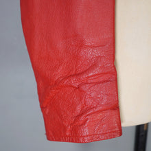 Load image into Gallery viewer, BOLD RED REAL LEATHER FITTED BIKER JACKET WITH SELF BELT - S