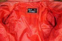 Load image into Gallery viewer, BOLD RED REAL LEATHER FITTED BIKER JACKET WITH SELF BELT - S