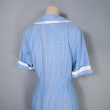 Load image into Gallery viewer, 50s 60s TOWN-N-TRAVEL LIGHT BLUE BUTTON THROUGH FITTED COTTON DRESS - M