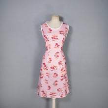 Load image into Gallery viewer, 60s 70s PASTEL PINK MUSHROOM / TOADSTOOL NOVELTY PRINT SHIFT DRESS - M