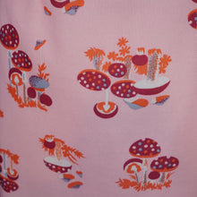 Load image into Gallery viewer, 60s 70s PASTEL PINK MUSHROOM / TOADSTOOL NOVELTY PRINT SHIFT DRESS - M