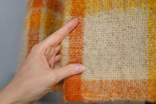 Load image into Gallery viewer, 70s FIREY ORANGE AND YELLOW CHECK SOFT FUZZY MOHAIR CAPE WITH BELT - S-M