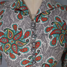 Load image into Gallery viewer, 40s &quot;CALPRETA&quot; SOFT RAYON SWIRLING PAISLEY PRINT DRESS - M-L