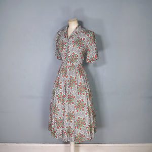 40s "CALPRETA" SOFT RAYON SWIRLING PAISLEY PRINT DRESS - M-L