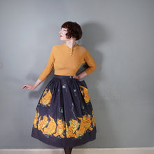 Load image into Gallery viewer, 50s ORANGE KITTEN AND YARNBALL NOVELTY PRINT FULL SKIRT - 26"