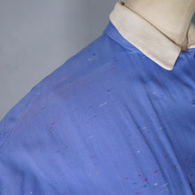 Load image into Gallery viewer, 50s FLECKED BLUE DROP WAISTED LONG SLEEVE AUTUMN DRESS - S