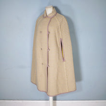 Load image into Gallery viewer, 70s WETHERALL REVERSIBLE WOOL CAPE IN PLAID AND BOLD YELLOW - S-M