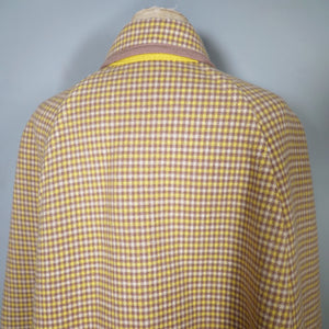70s WETHERALL REVERSIBLE WOOL CAPE IN PLAID AND BOLD YELLOW - S-M