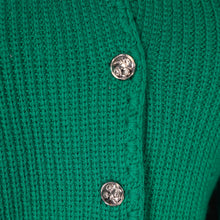 Load image into Gallery viewer, 70s RIB KNIT GREEN TYROLEAN FOLKLORE FLORAL EMBROIDERED CARDIGAN - S