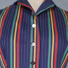 Load image into Gallery viewer, 50s COLOURFUL RAINBOW STRIPE FITTED LADIES WAISTCOAT  SHIRT - S-M