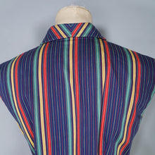 Load image into Gallery viewer, 50s COLOURFUL RAINBOW STRIPE FITTED LADIES WAISTCOAT  SHIRT - S-M