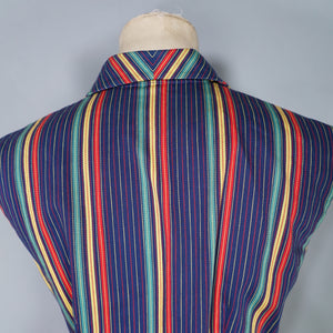 50s COLOURFUL RAINBOW STRIPE FITTED LADIES WAISTCOAT  SHIRT - S-M