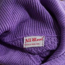 Load image into Gallery viewer, 60s PURPLE PATTERNED SHAWL COWL COLLAR WOOL JUMPER - S