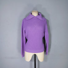 Load image into Gallery viewer, 60s PURPLE PATTERNED SHAWL COWL COLLAR WOOL JUMPER - S