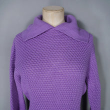 Load image into Gallery viewer, 60s PURPLE PATTERNED SHAWL COWL COLLAR WOOL JUMPER - S