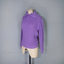 Load image into Gallery viewer, 60s PURPLE PATTERNED SHAWL COWL COLLAR WOOL JUMPER - S