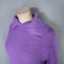Load image into Gallery viewer, 60s PURPLE PATTERNED SHAWL COWL COLLAR WOOL JUMPER - S
