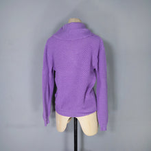 Load image into Gallery viewer, 60s PURPLE PATTERNED SHAWL COWL COLLAR WOOL JUMPER - S