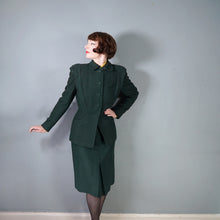 Load image into Gallery viewer, 40s DARK FOREST GREEN STRONG SHOULDERED FITTED SKIRT SUIT - S