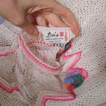 Load image into Gallery viewer, LIM'S VINTAGE WHITE AND PINK NET CROCHET SEE THROUGH SUMMER DRESS - S-M