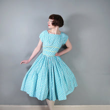 Load image into Gallery viewer, 50S HORROCKSES FASHIONS BLUE AND YELLOW FLORAL FULL SKIRTED DRESS - S