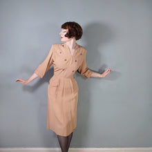 Load image into Gallery viewer, 40s ORANGE-BROWN GROSGRAIN FITTED DRESS WITH SOUTACHE AND BEADWORK - M-L