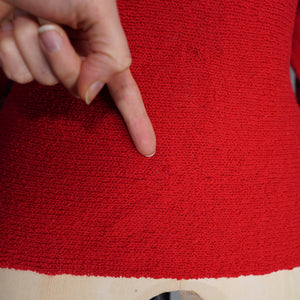 40s "LASS OF SCOTLAND" HANDLOOMED RED BOUCLE WOOL KNIT JUMPER TOP - S