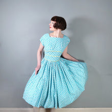 Load image into Gallery viewer, 50S HORROCKSES FASHIONS BLUE AND YELLOW FLORAL FULL SKIRTED DRESS - S