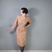 Load image into Gallery viewer, 40s ORANGE-BROWN GROSGRAIN FITTED DRESS WITH SOUTACHE AND BEADWORK - M-L
