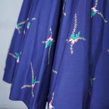 Load image into Gallery viewer, 50s BLUE AND PINK FLORAL PRINT R&amp;K ORIGINALS FULL SKIRTED DRESS - XS