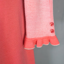 Load image into Gallery viewer, 70s JERSEY MASTERS CORAL AND PINK FINE KNIT DRESS WITH RUFFLES - M-L