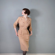 Load image into Gallery viewer, 40s ORANGE-BROWN GROSGRAIN FITTED DRESS WITH SOUTACHE AND BEADWORK - M-L